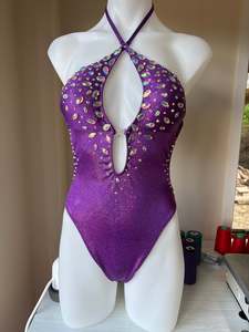 Cross Neck Purple Swimsuit