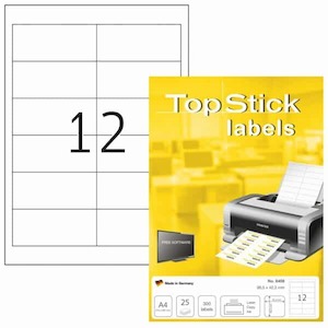 Products: Labels A4 Sheets White 97 x 42mm TopStick 8406