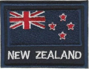 Flag Patch of NZ with words - partial embroidery - Multiple colours/sizes