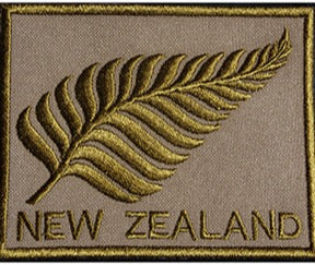 New Zealand Flag Patches: New Zealand Silver Fern with script - Embroidered - Multiple colours