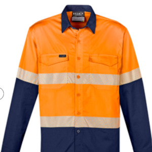 Hi Visibility Workwear: Syzmik Mens Rugged Cooling Hi Vis Segmented Tape L/S Shirt ZW229