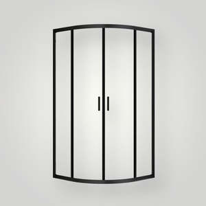 ZENITH ROUND FRONT SHOWER GLASS - twin sliding doors - Black Frame 1950mm