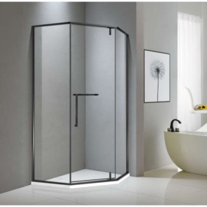 Shower Glass - Bay Series 2 Sides  - Matt Black 900/1000mm