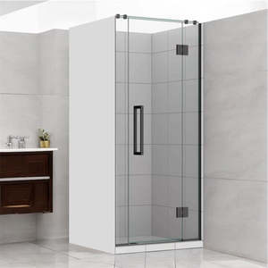 Frameless Shower: Shower Glass - Stream Series Swing Door 10mm Glass Gun Metal Frame