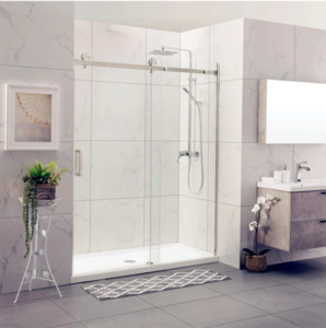 Shower Glass - Rock Series Sliding Door RCM Brushed Nickel  Frame