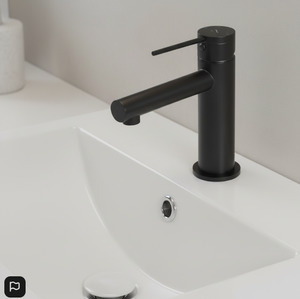 Walkin Shower: Aquatica Point Basin Mixer Chrome / Black