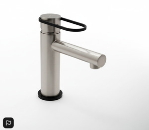 Walkin Shower: Aquatica Link Basin Mixer Brushed Nickel with Black Trim
