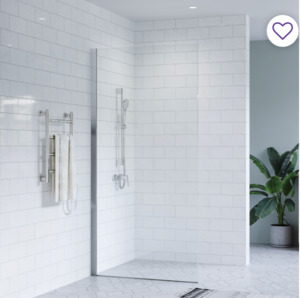 Shower Glass - Stream Series Side Panel 800X1950mm - Brushed Nickel Frame