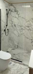Shower Glass - Stream Series Side Panel 800X1950mm - Gunmetal Grey Frame