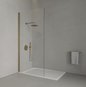 Shower Glass - Stream Series Side Panel 800X1950mm - Golden Frame