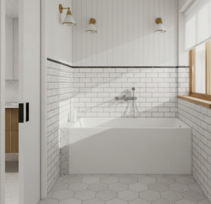 Alcove Acrylic Bath Tub 3 Side Skirt 1500mm - Left/Right-Hand Drain