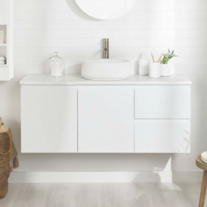 Engeering Stone Bench With Basin: Wall Hung Bathroom Vanity - Matt White  700/900/1200mm Marble Stone Counter Top