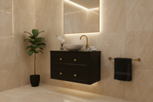 White Shaker Style Vanity with Stone Top 900/1200mm