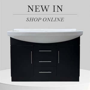 Freestanding Vanity: Vanity - Black Color Double Basin 1200mm