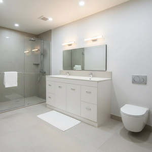 Freestanding Vanity: Vanity - Misty Series 1500mm Double Basin White - 100% Water Proof