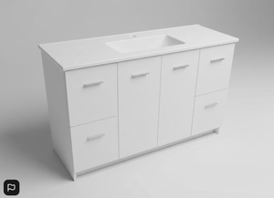 Freestanding Vanity: Vanity - Dekkor Series Plywood 1200x370 White (Slim Top) - 100% Water Proof