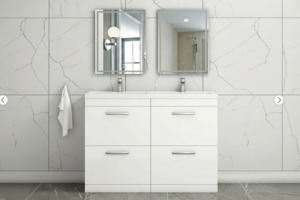 Freestanding Vanity: Floor Standing 4-Drawer Vanity Unit Cabinet With Double Basin 1200mm