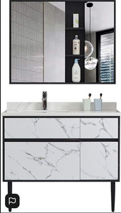 Freestanding Vanity: Vanity - Ava Series 1200mm - Black Marble Pattern Cabinet With Ceramic Top