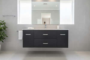 Wall Hung Vanities: Special offer Hung Vanity - Plywood T1200mm in Black - 100% Water Proof