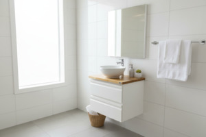 Wall Hung Vanities: Vanity - Elite Series Pinewood - 100% Water Proof 600mm white