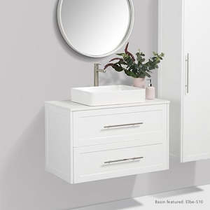 Wall Hung Vanities: Vanity - Misty Series 900 White Quartz Stone Counter Top Set