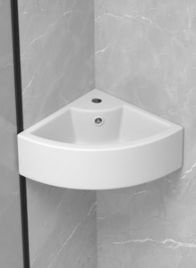 Ceramic Hand Basin: Ceramic Corner Mini Washbasin Wall-Hang Sink Corner Basin 330mm