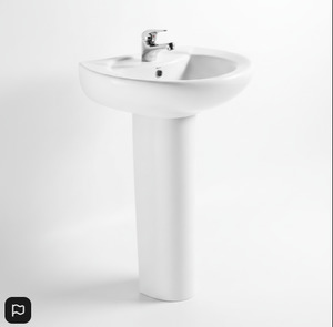 Ceramic Hand Basin: Pedestal Basin with Standard Drainage Hole