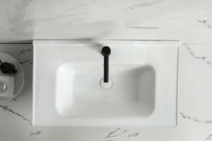 Ceramic Cabinet Basin: Ceramic Cabinet Basin - Rectangle Series 700-1200mm White water proof rim design