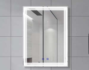 Bathroom Mirrors: Rectangle LED Illuminated Smart Mirror with Dimmable Anti-Fog