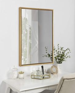 Bathroom Mirrors: Bathroom Mirror for Wall with Golden Metal Frame 600x800mm