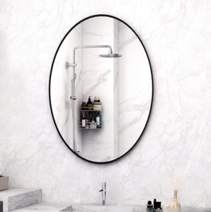 Bathroom Mirrors: Bathroom Mirror for Wall with Black Frame 600X800mm