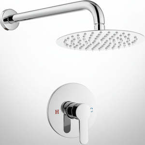 Shower Mixer: Bathroom Rain Shower System - Chrome Rainfall Shower Head