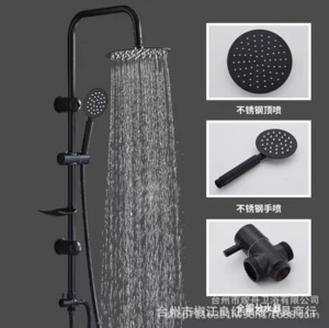 2 In 1 Shower Combination Dual Hose Rain Plastic Head - Black/Chrome
