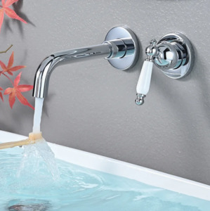 Basin Mixer: Retro Style Vintage Wall Mount Single Handle Chrome Bathroom Sink Faucet
