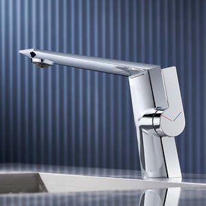 Brass Basin Faucet Single Handle Hole Black Chrome Bathroom Cold Hot Water Mixer