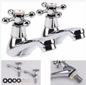 Pair Traditional Double Basin Taps for Kitchen Basin Sink
