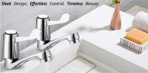 Traditional Design Twin Pair Hot Cold Water Mixer Sink with Ceramic Disc for Bathroom