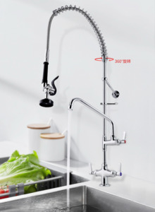 Pre Rinse Faucet Commercial Pull Down Brass Double Handles Pre Rinse Faucet