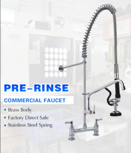 Pre Rinse Faucet Commercial Pull Down Brass Double Handles Pre Rinse Faucet