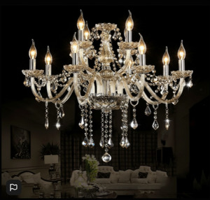 Clear Chandelier Living Room Crystal Ceiling Lamp LED 12 lights