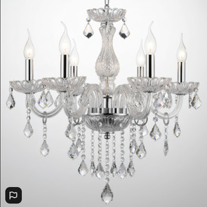 Clear Chandelier Living Room Crystal Ceiling Lamp LED 6 lights