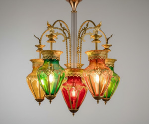 Turkish/moroccan Style Pendant Lamp Brass and Glass