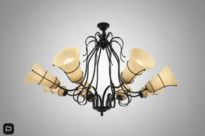 Laundry Tub: Decorative French Metal Uplighter Chandelier With Cream Frosted Shades