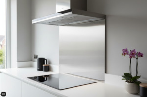 Glass Splash Back: Splashback Cooker Kitchen Hob Splash Back Plate - Matte / Brushed Sliver