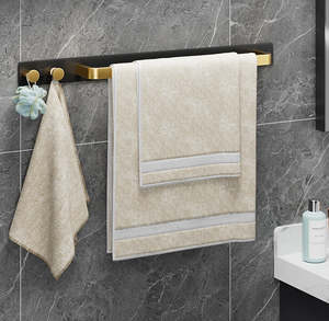 Bathroom Accessories: Towel Rack with Hook Perforation Three Rod Storage Rack