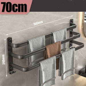 Bathroom Accessories: Black Space Aluminum Bathroom Shelf Towel Rack