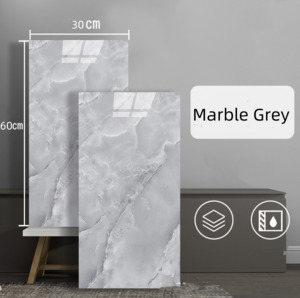 Waterproof Decorative Sheet: 10pcs of PVC marble grey wall tiles sticker  -30x60 cm
