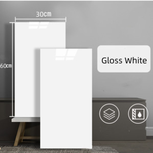 Waterproof Decorative Sheet: 10pcs of PVC gloss white wall tiles sticker  -30x60 cm