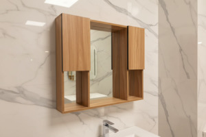 The European Bathroom Mirror Cabinet 100% WaterProof - 900 Wooden- 7001