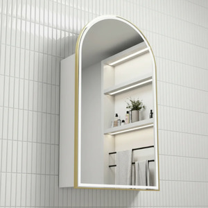 Side Cabinet: Frameless Arch LED Shaving Cabinet Matte White 90cm x 60cm 3 Colors
